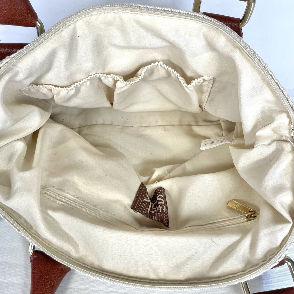 The Sak Cambria Crochet Tote Bag Gold Lined Boho Woven Shoulder Purse - Picture 12 of 13